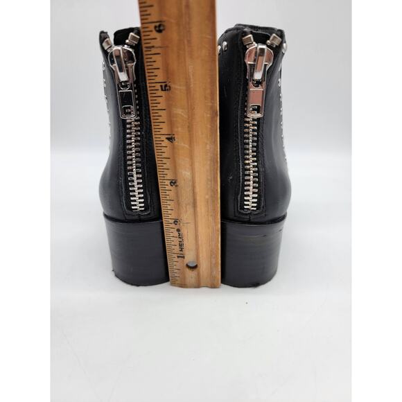 Steve Madden Zip Back Block Heel Ankle Boots Size 6.5 Black Leather Studded - Picture 7 of 7